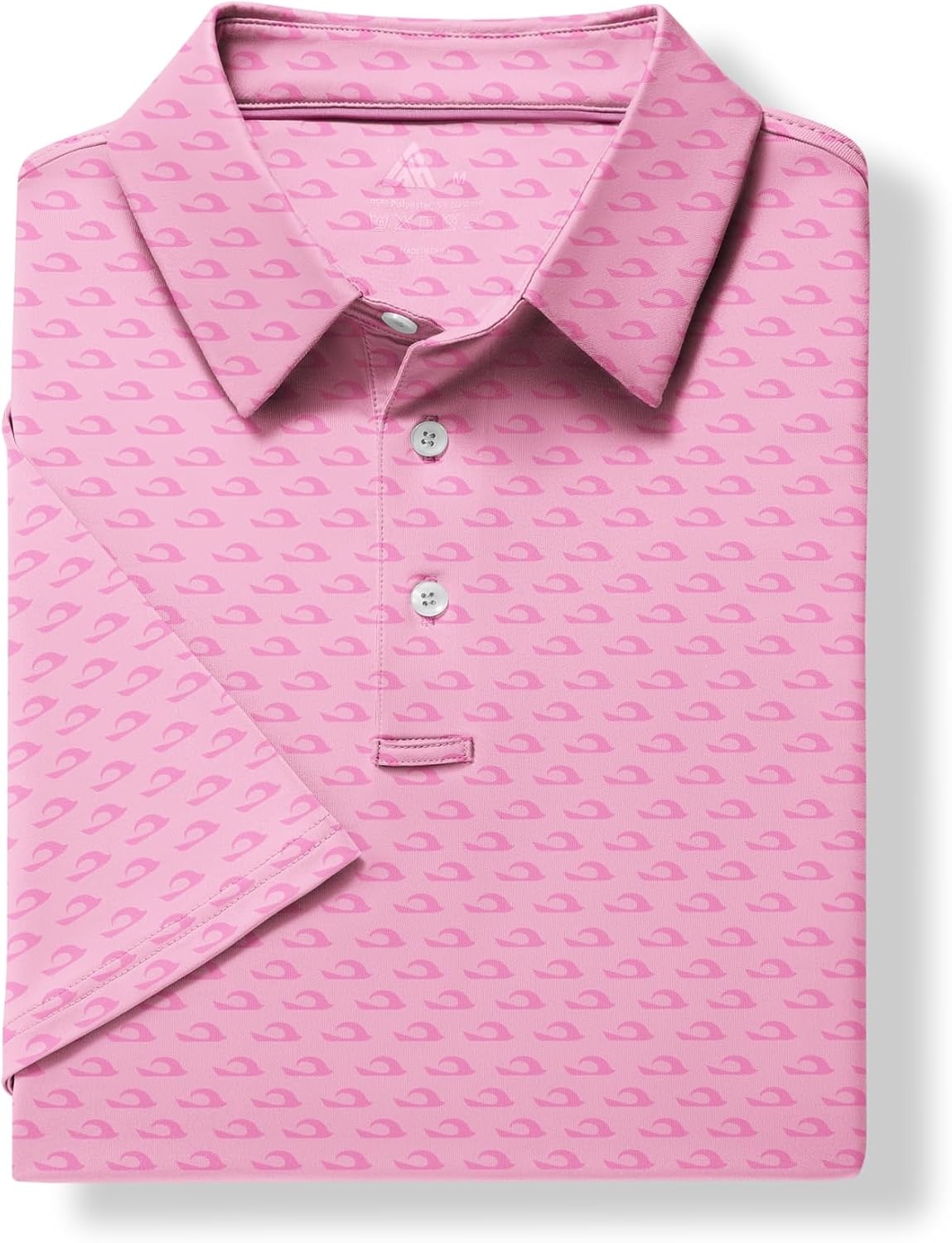 image:imageZITY Mens Golf Shirts Short Sleeve Print Patterns Casual Collared PoloPink Waves