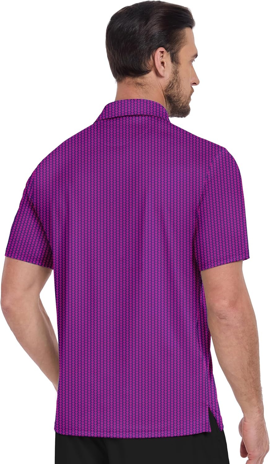 image:imageZITY Mens Golf Shirts Short Sleeve Print Patterns Casual Collared PoloPurple Red