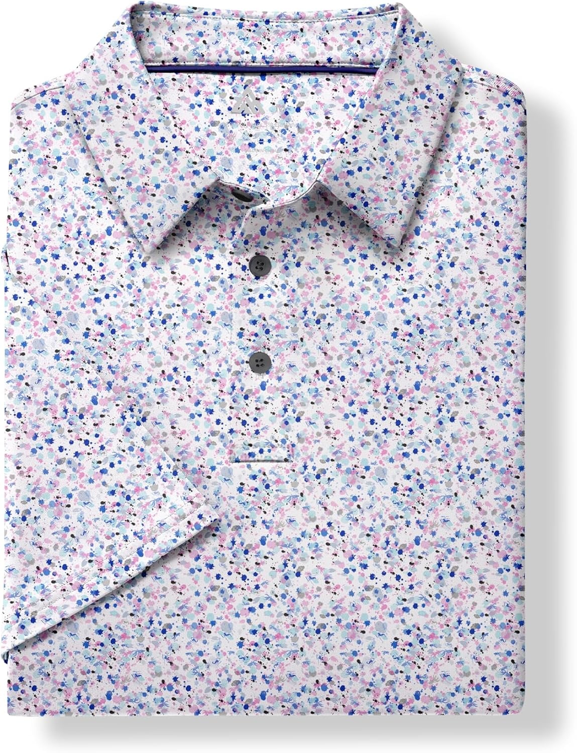 image:imageZITY Mens Golf Shirts Short Sleeve Print Patterns Casual Collared PoloWhite Colorful Dots