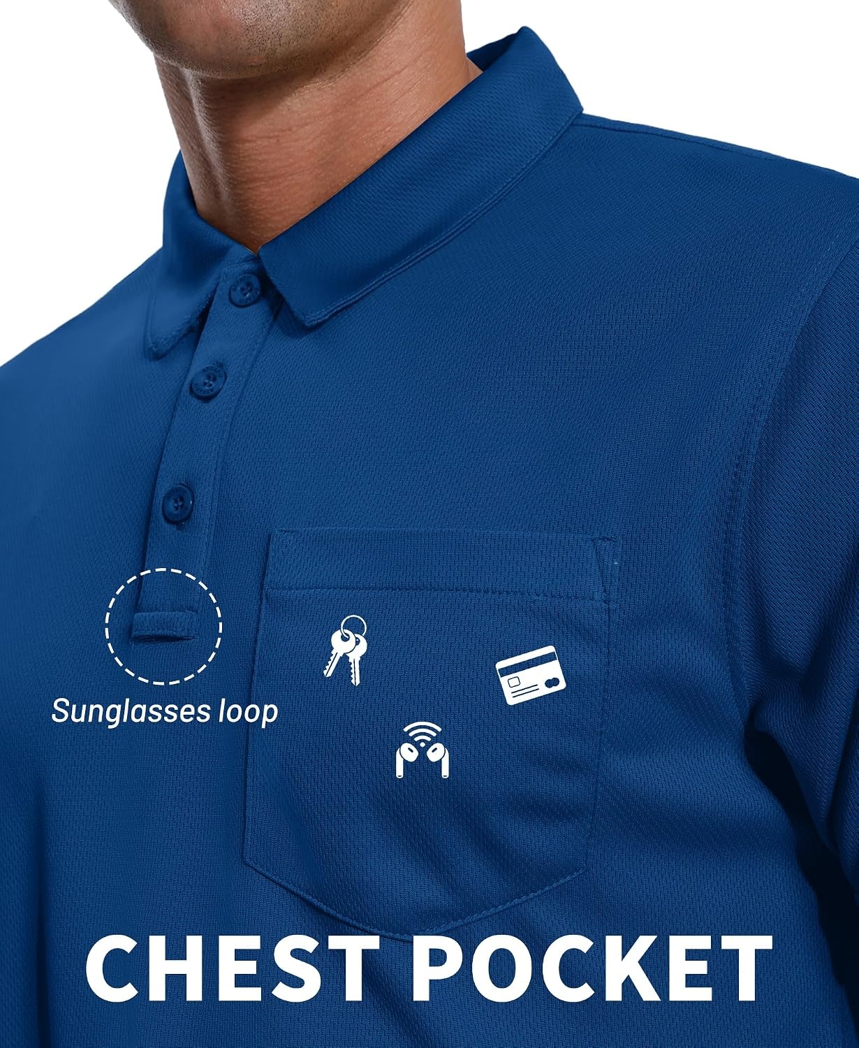 image:imageZITY Mens Polo Shirts with Pocket Short Sleeve MoistureWicking TshirtRoyal Blue