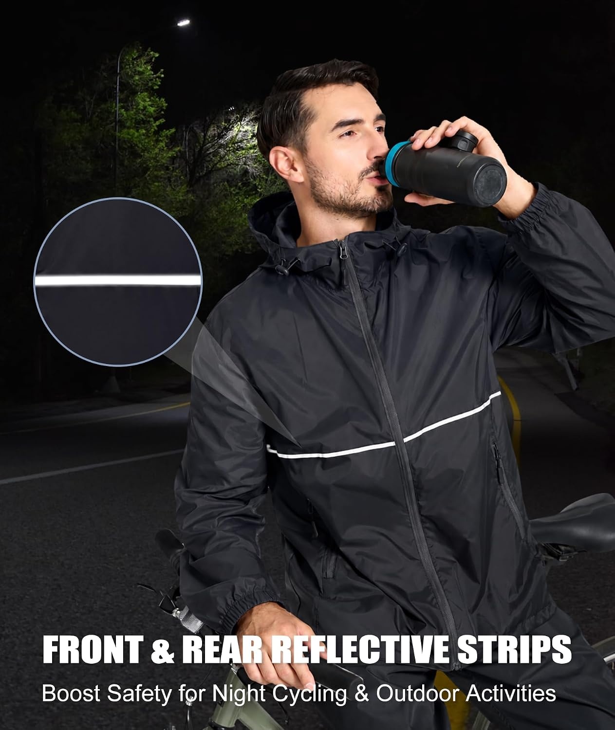 image:imageZITY Mens Rain Jacket Waterproof Lightweight Packable RaincoatCharcoal