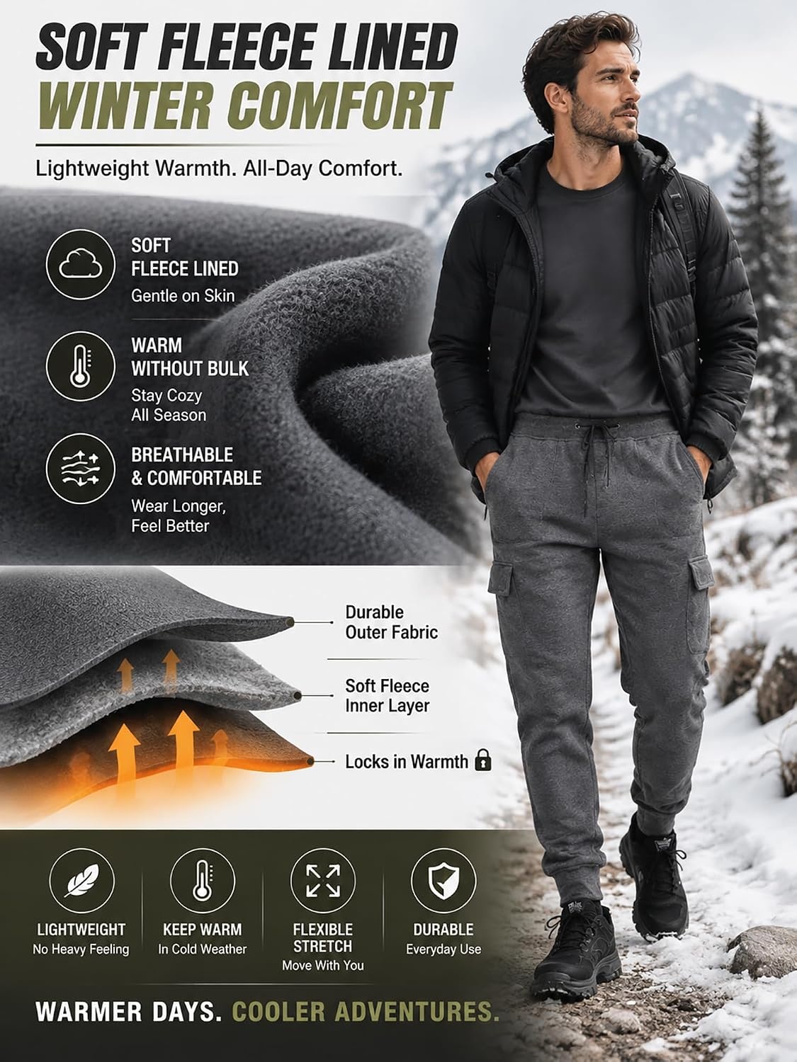 image:imageZITY Mens Sweatpants Tapered Joggers Athletic Track Pants Fall Warm Pants with PocketsB435gray