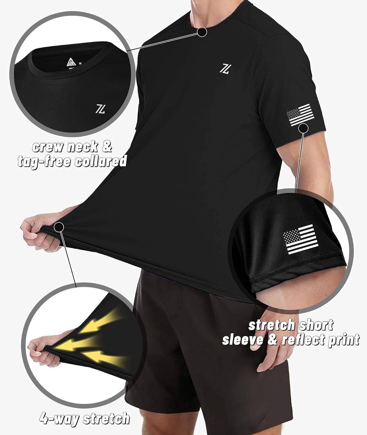 image:imageZITY Mens Swim Shirt Short Sleeve UPF 50 Sun Protection Fishing Rash Guard TShirts Workout Running ShirtsBlack