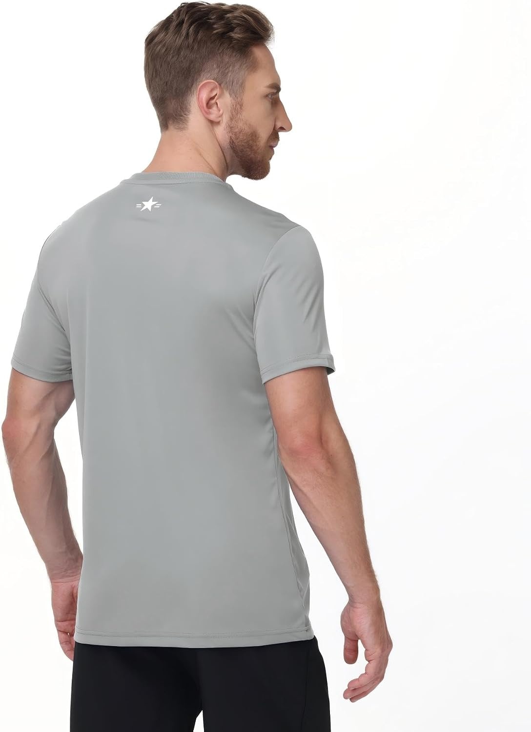 image:imageZITY Mens Swim Shirt Short Sleeve UPF 50 Sun Protection Fishing Rash Guard TShirts Workout Running ShirtsLight Grey