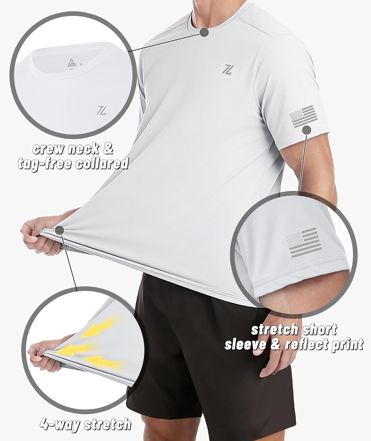 image:imageZITY Mens Swim Shirt Short Sleeve UPF 50 Sun Protection Fishing Rash Guard TShirts Workout Running ShirtsWhite