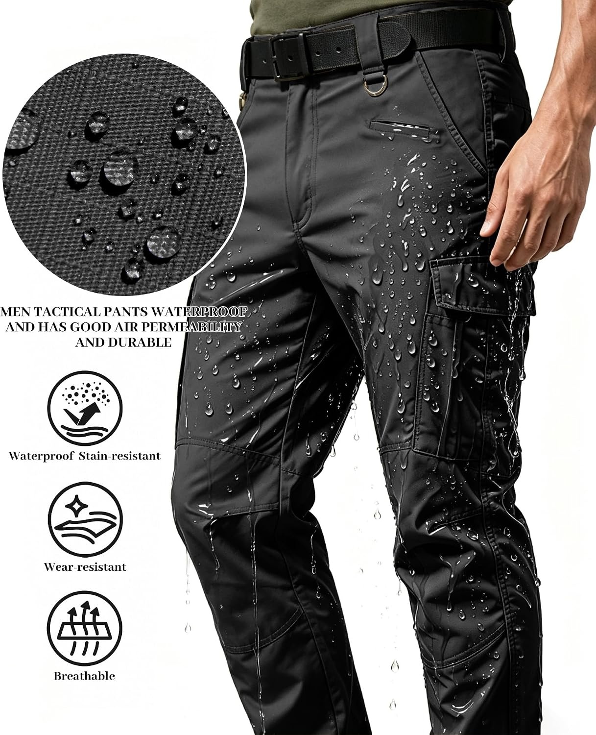 image:imageZITY Mens Tactical Work Cargo Pants Ripstop Water Resistant 9 PocketBlack