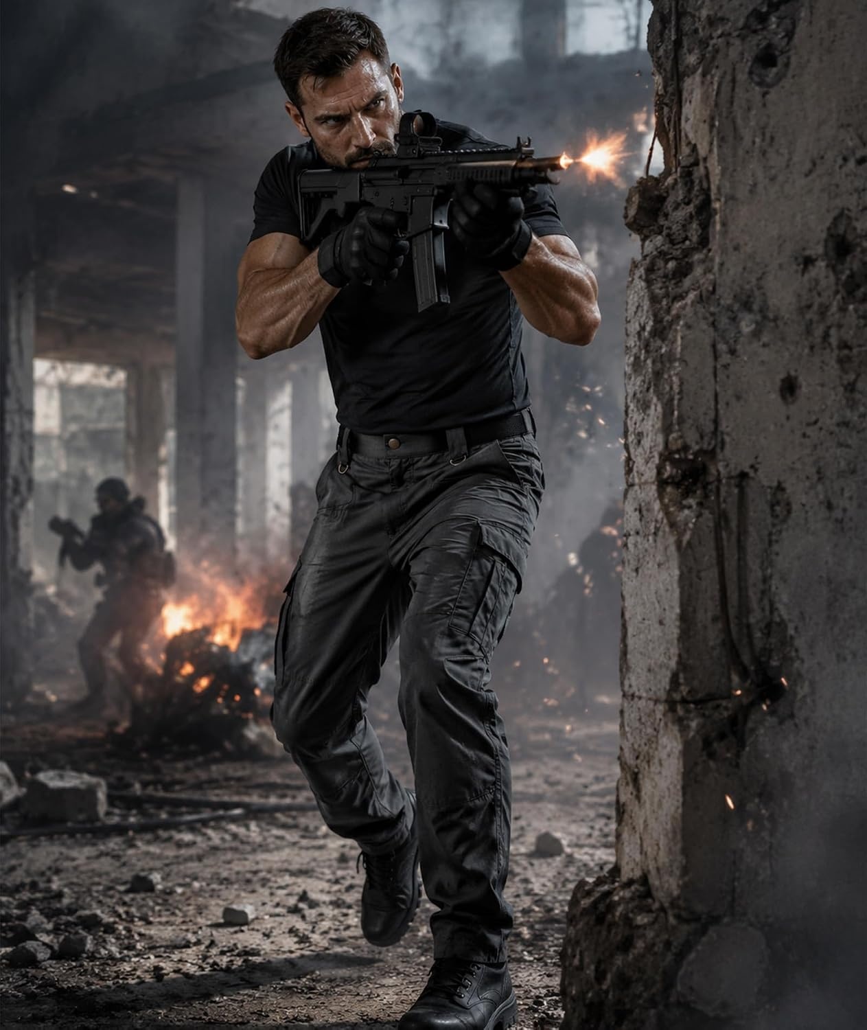 image:imageZITY Mens Tactical Work Cargo Pants Ripstop Water Resistant 9 PocketBlack