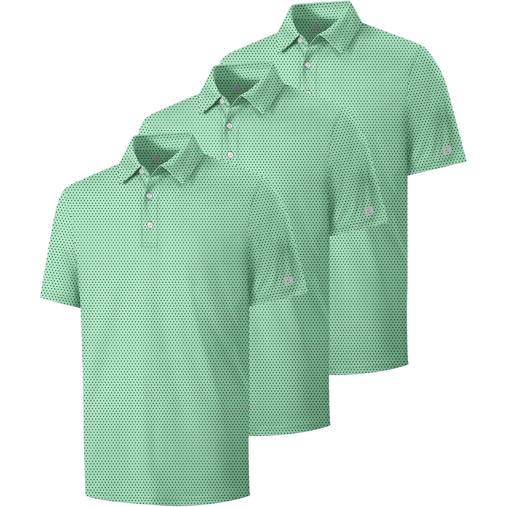 image:imageZITY 3 Pack Mens Golf Shirts Short Sleeve UPF 50 Print Performance Polo Moisture Wicking Casual Collared Golf Shirts for Men3 Light Green Leaves