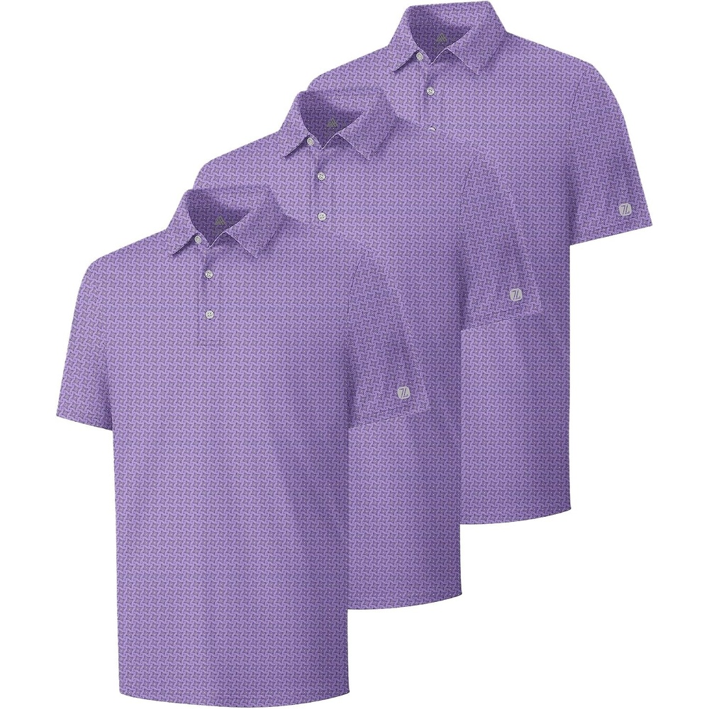 image:imageZITY 3 Pack Mens Golf Shirts Short Sleeve UPF 50 Print Performance Polo Moisture Wicking Casual Collared Golf Shirts for Men3 Purple Snowflake Geometry