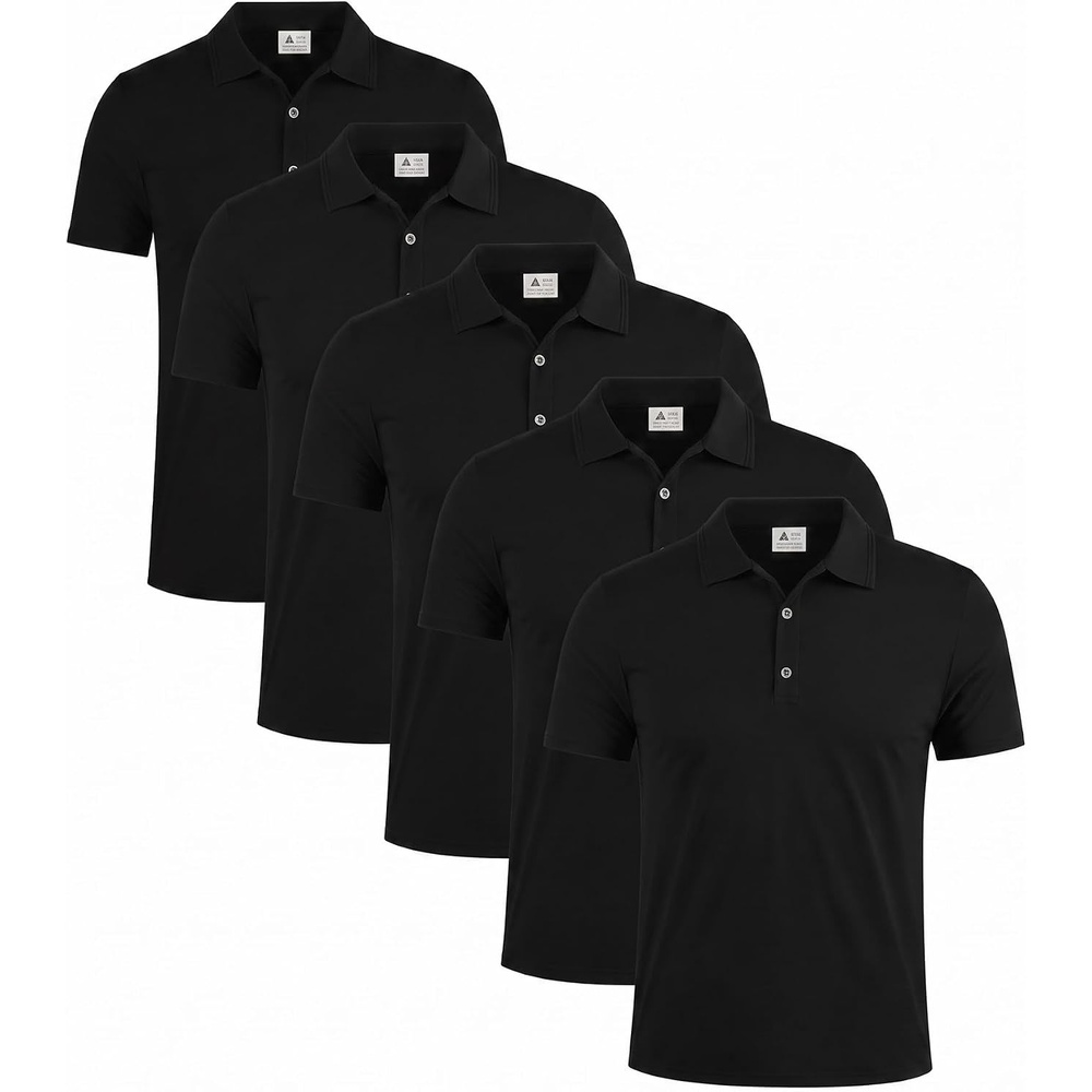 image:imageZITY 5 Pack Mens Classic Polo Shirts Short Sleeve Athletic Golf TShirtBlack