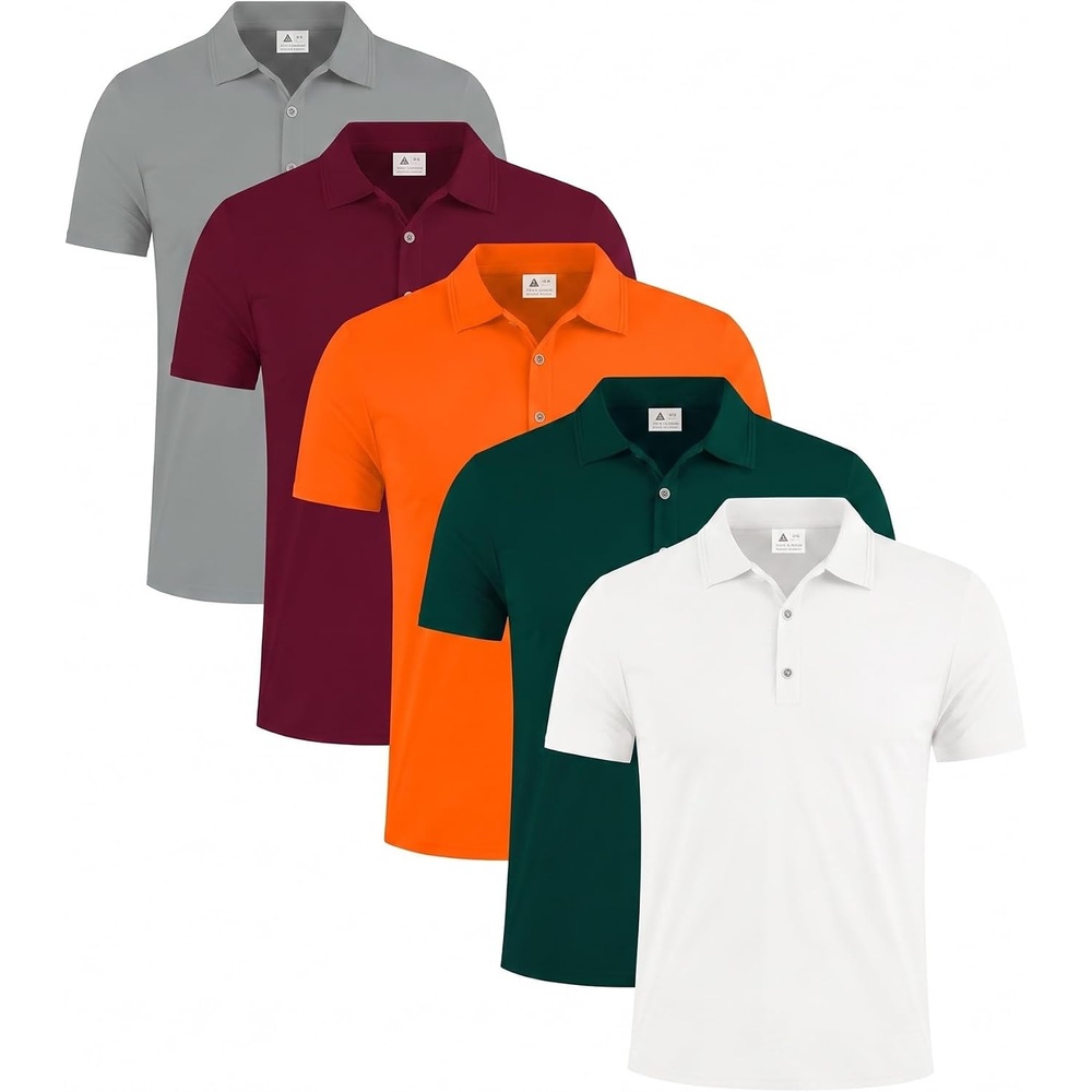 image:imageZITY 5 Pack Mens Classic Polo Shirts Short Sleeve Athletic Golf TShirtSilver GrayAngora RedHerms OrangeIdeal GreenWhite