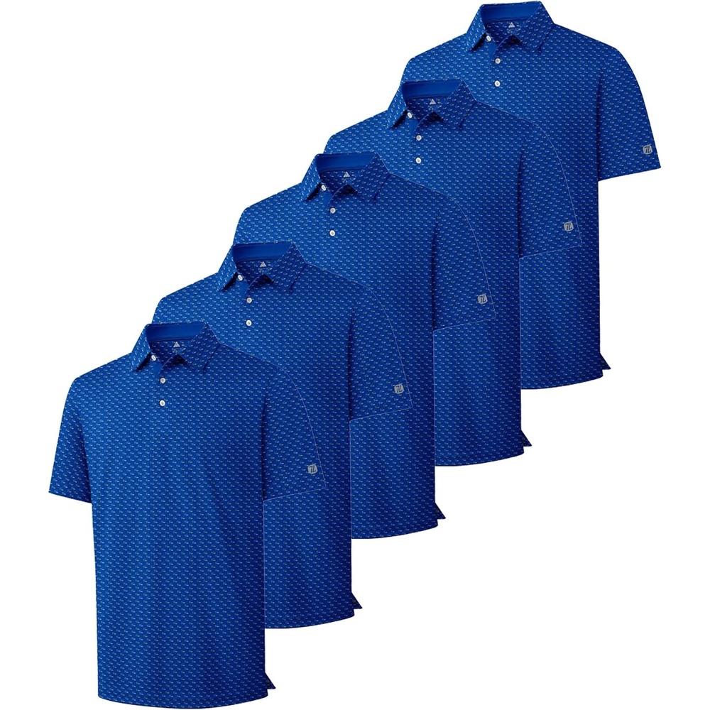 image:imageZITY 5 Pack Mens Golf Shirts Short Sleeve Print Patterns Performance Moisture Wicking Polo Shirt5 Blue Sea Fish