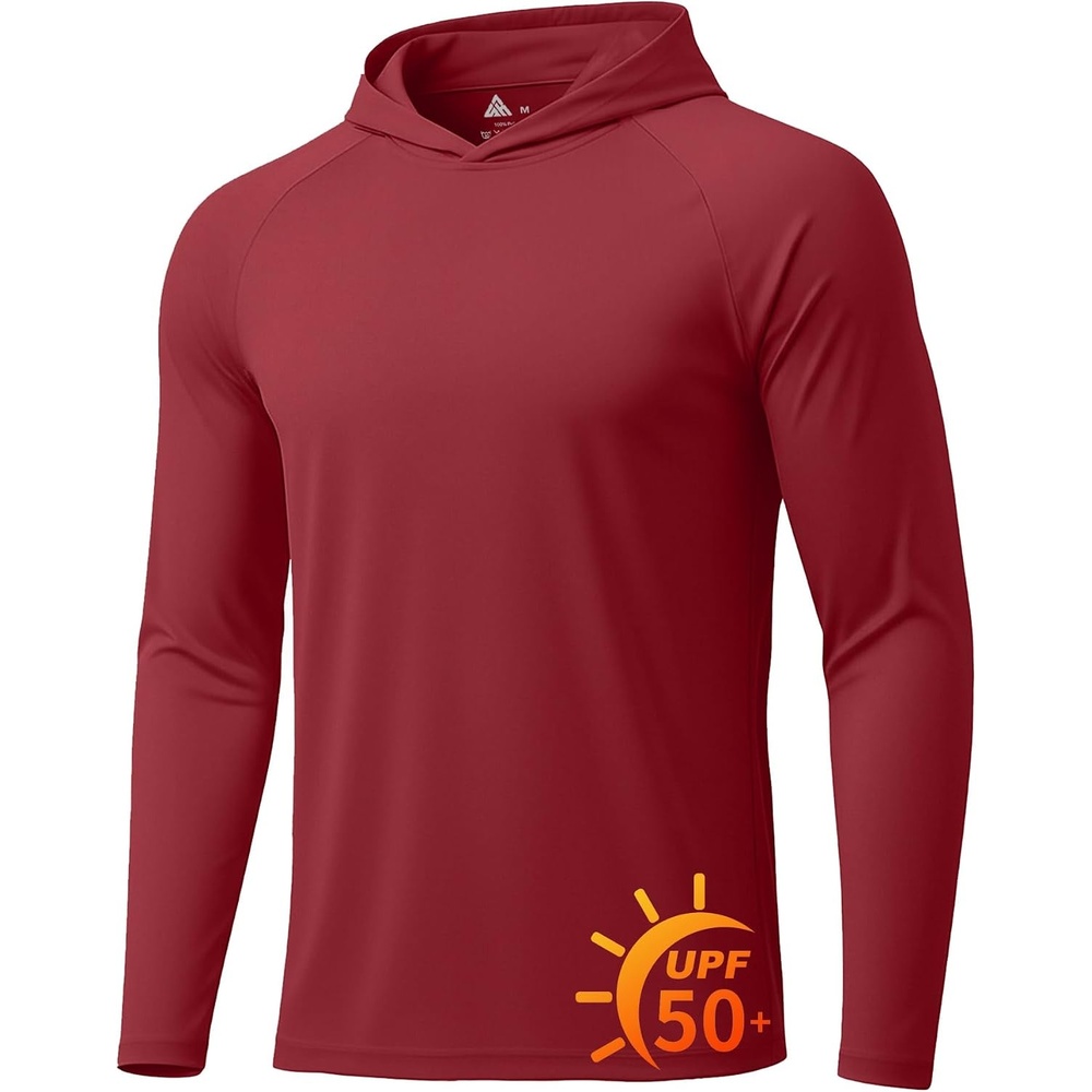 image:imageZITY 5 Pack Mens UPF 50 Hoodie Long Sleeve Shirt Sun Fishing Shirts1 Pack Burgundy