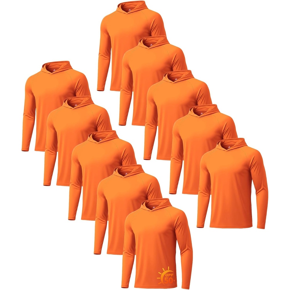 image:imageZITY 5 Pack Mens UPF 50 Hoodie Long Sleeve Shirt Sun Fishing Shirts10 Pack 10pcs Orange