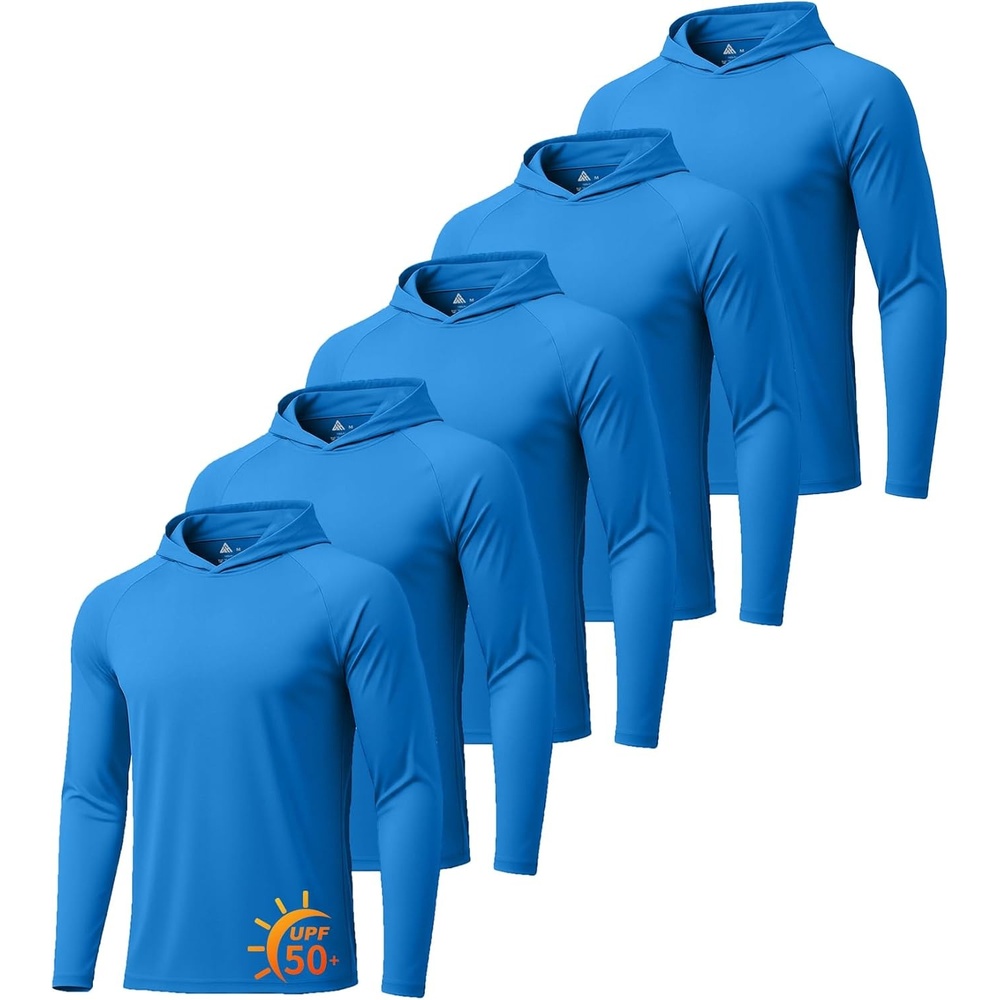 image:imageZITY 5 Pack Mens UPF 50 Hoodie Long Sleeve Shirt Sun Fishing Shirts5 Pack 5pcs Sky Blue