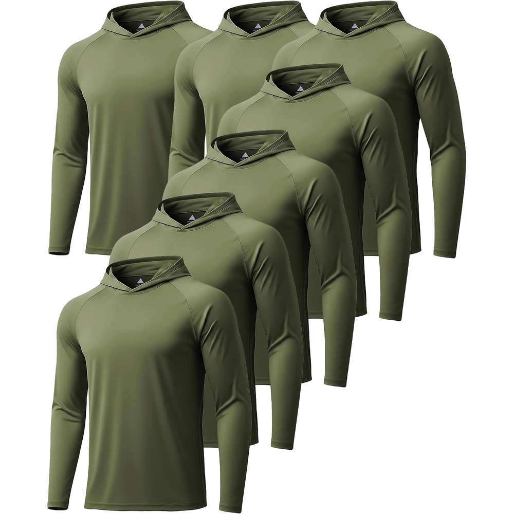 image:imageZITY 5 Pack Mens UPF 50 Hoodie Long Sleeve Shirt Sun Fishing Shirts7 Pack 7pcs Army Green
