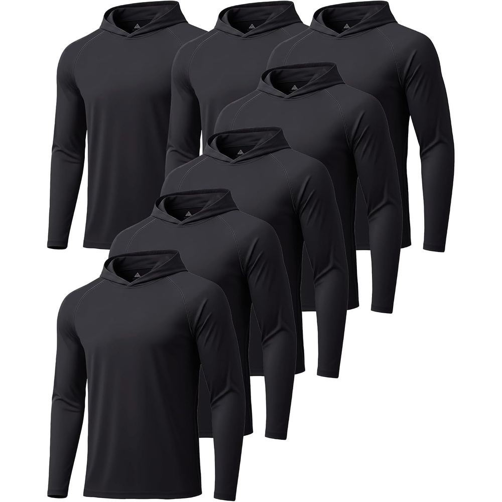 image:imageZITY 5 Pack Mens UPF 50 Hoodie Long Sleeve Shirt Sun Fishing Shirts7 Pack 7pcs Black