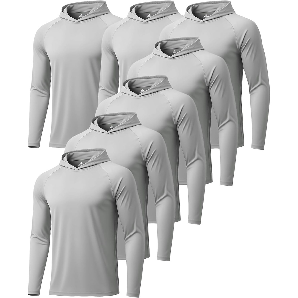 image:imageZITY 5 Pack Mens UPF 50 Hoodie Long Sleeve Shirt Sun Fishing Shirts7 Pack 7pcs Light Gray