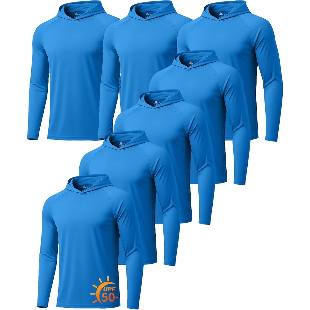 image:imageZITY 5 Pack Mens UPF 50 Hoodie Long Sleeve Shirt Sun Fishing Shirts7 Pack 7pcs Sky Blue