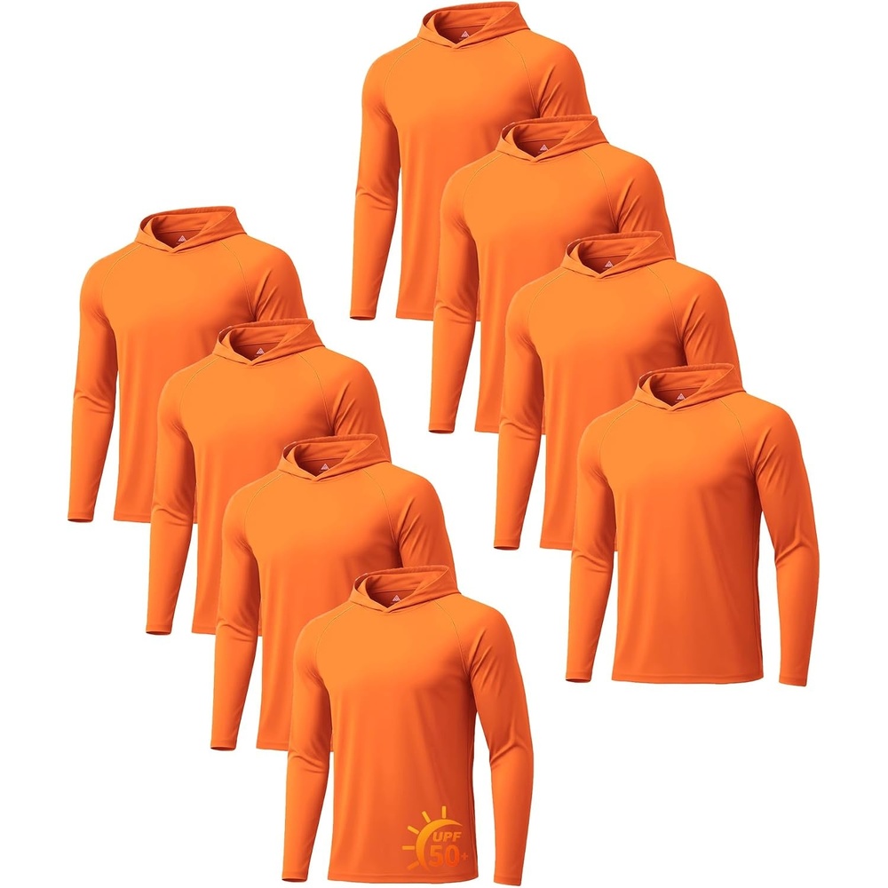 image:imageZITY 5 Pack Mens UPF 50 Hoodie Long Sleeve Shirt Sun Fishing Shirts8 Pack 8pcs Orange