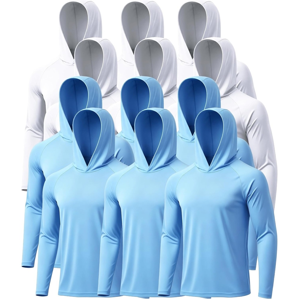 image:imageZITY 7 Pack Sun Shirts for Men UPF 50 UV Protection Athletic Hoodies12 Packwhite6 Light Blue6