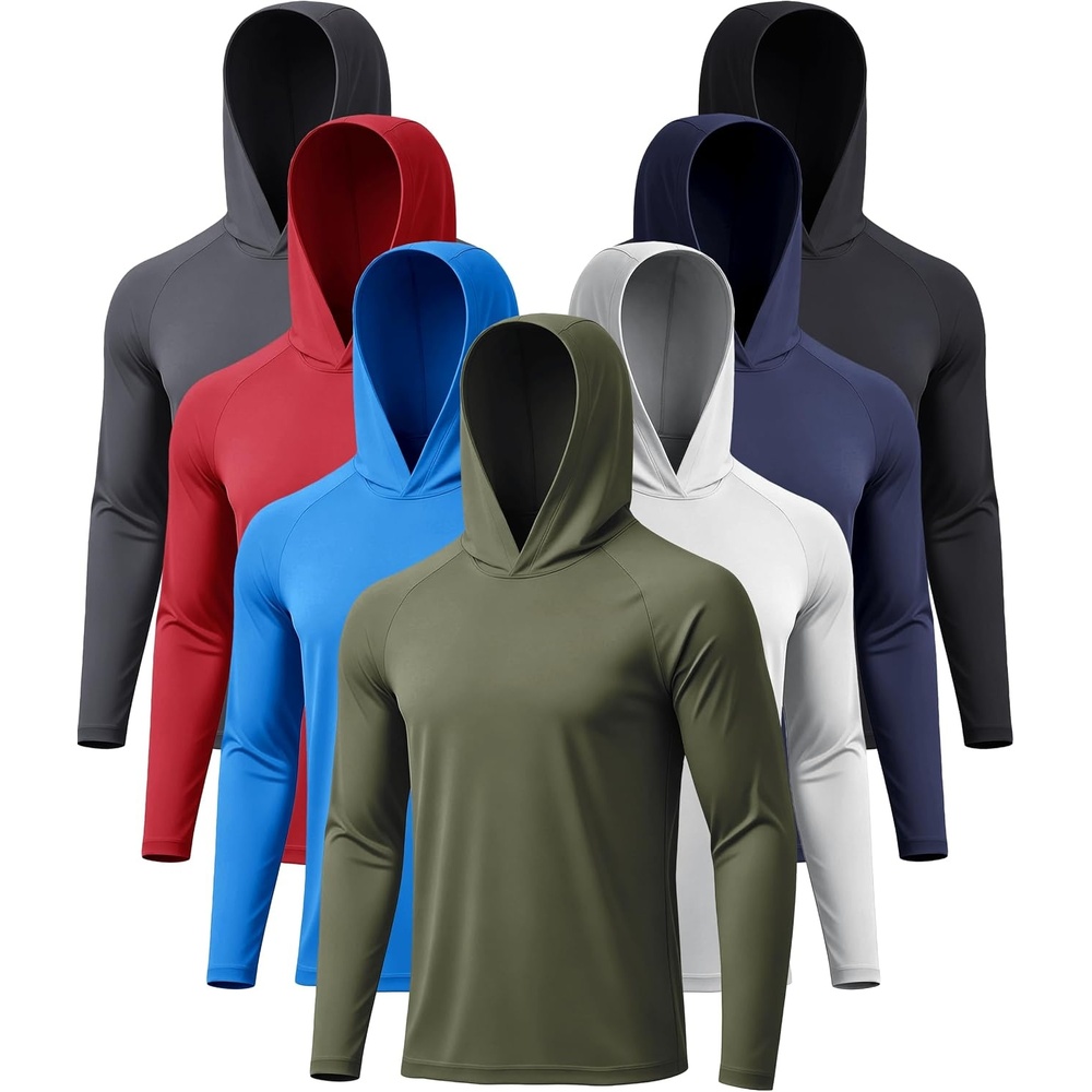 image:imageZITY 7 Pack Sun Shirts for Men UPF 50 UV Protection Athletic Hoodies7 Packblack Red Dark Grey Dark Blue Navy Blue Army Green Light Grey