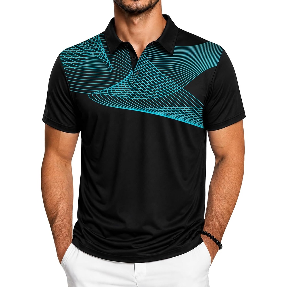 image:imageZITY Golf Polo Shirts for Men Short Sleeve UPF 50 Athletic Tennis TShirtBlack Navy Blue