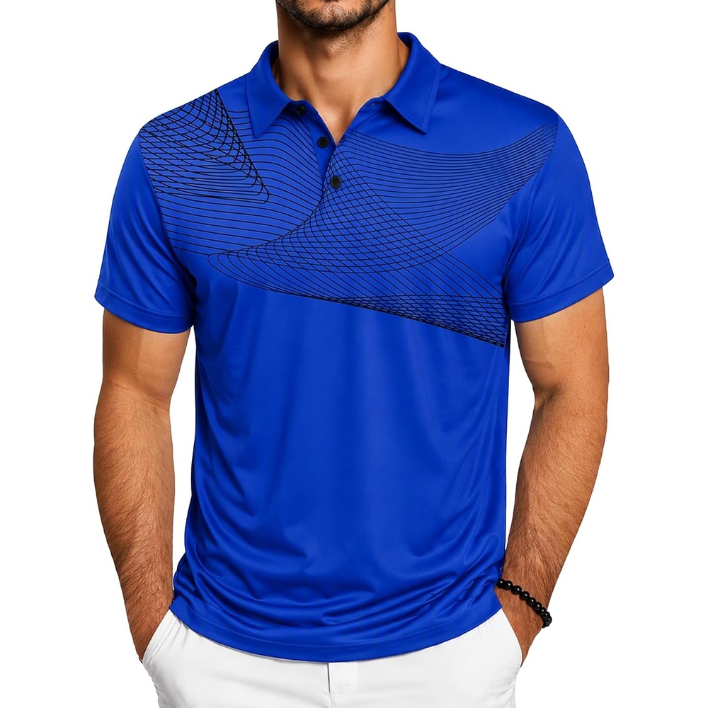 image:imageZITY Golf Polo Shirts for Men Short Sleeve UPF 50 Athletic Tennis TShirtBlue Black