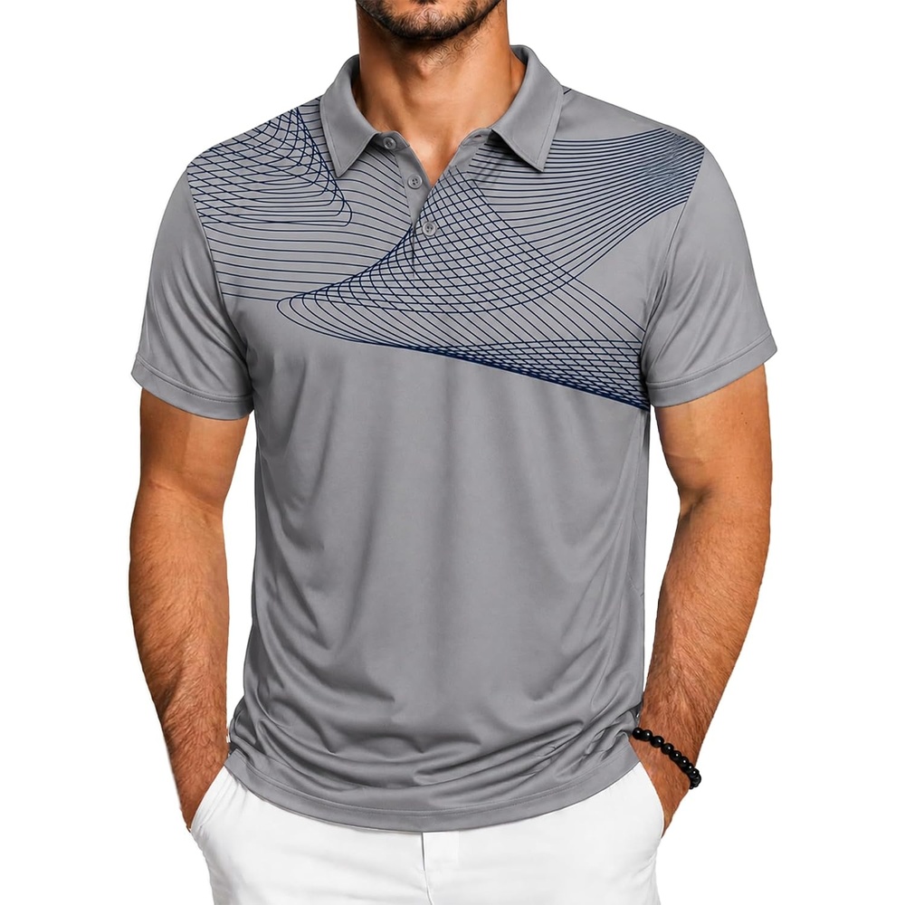image:imageZITY Golf Polo Shirts for Men Short Sleeve UPF 50 Athletic Tennis TShirtGrey