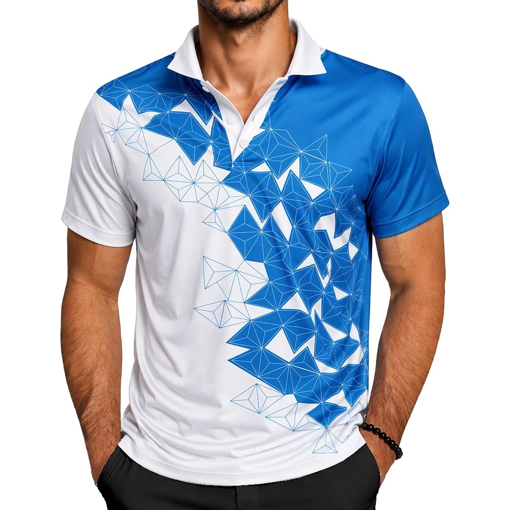 image:imageZITY Golf Polo Shirts for Men Short Sleeve UPF 50 Athletic Tennis TShirtWhite Blue