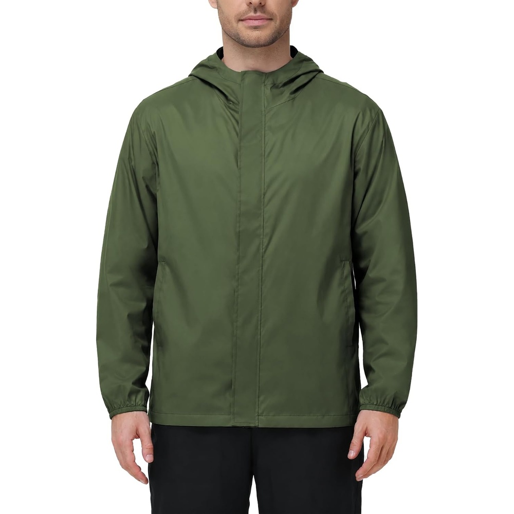 image:imageZITY Lightweight Mens Waterproof Rain Jacket Rain Coats for Men WindbreakerArmy Green