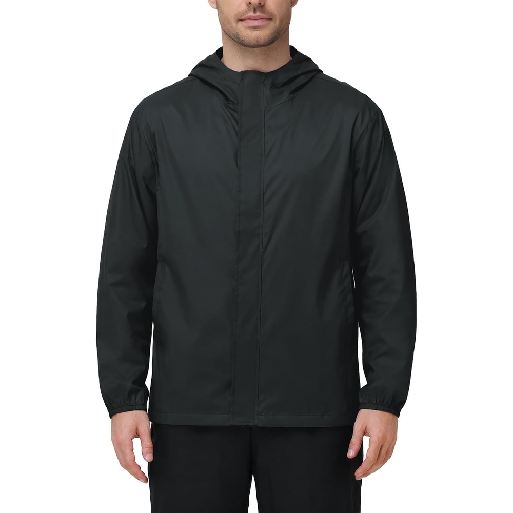 image:imageZITY Lightweight Mens Waterproof Rain Jacket Rain Coats for Men WindbreakerBlack
