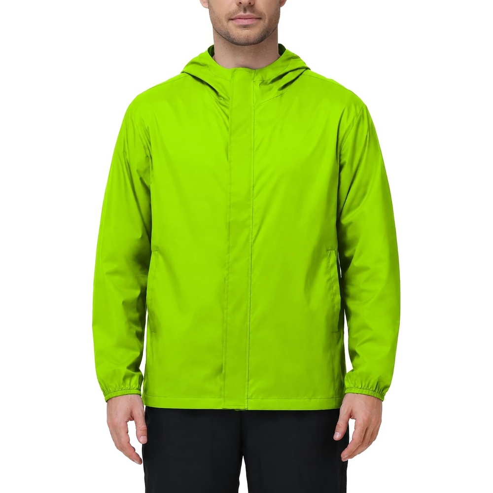 image:imageZITY Lightweight Mens Waterproof Rain Jacket Rain Coats for Men WindbreakerNeon Green