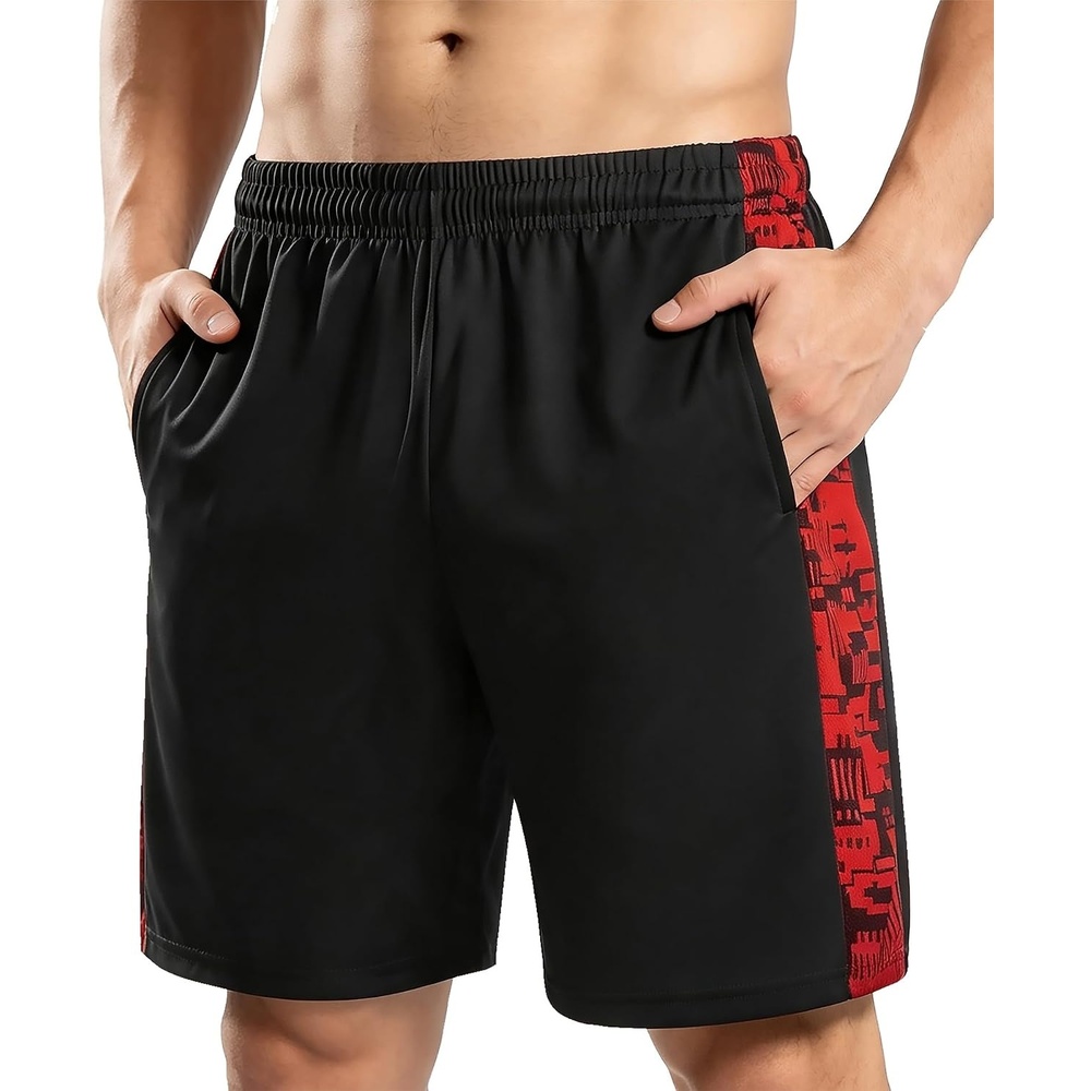 image:imageZITY Mens Athletic Running Shorts Fast Dry Lightweight Gym Workout Shorts with Pockets for BasketballBlack