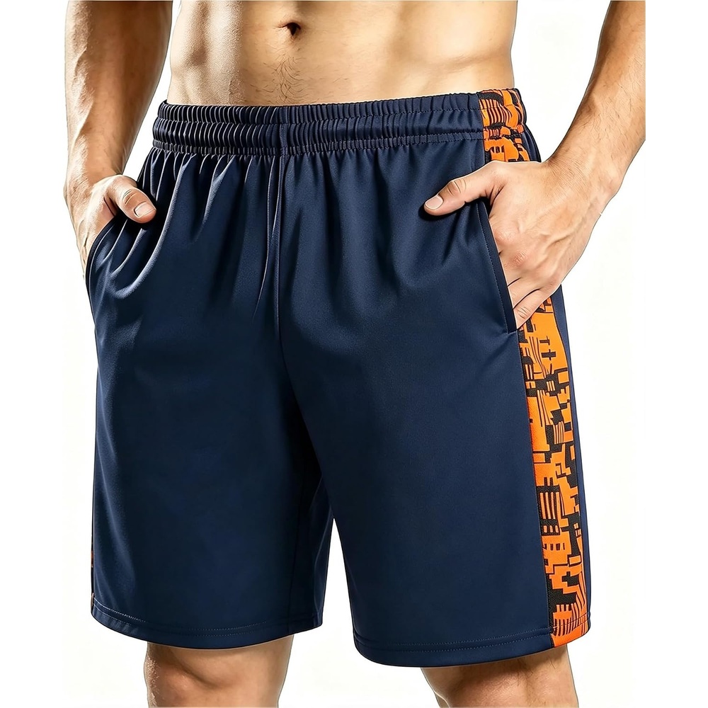 image:imageZITY Mens Athletic Running Shorts Fast Dry Lightweight Gym Workout Shorts with Pockets for BasketballBlue Navy