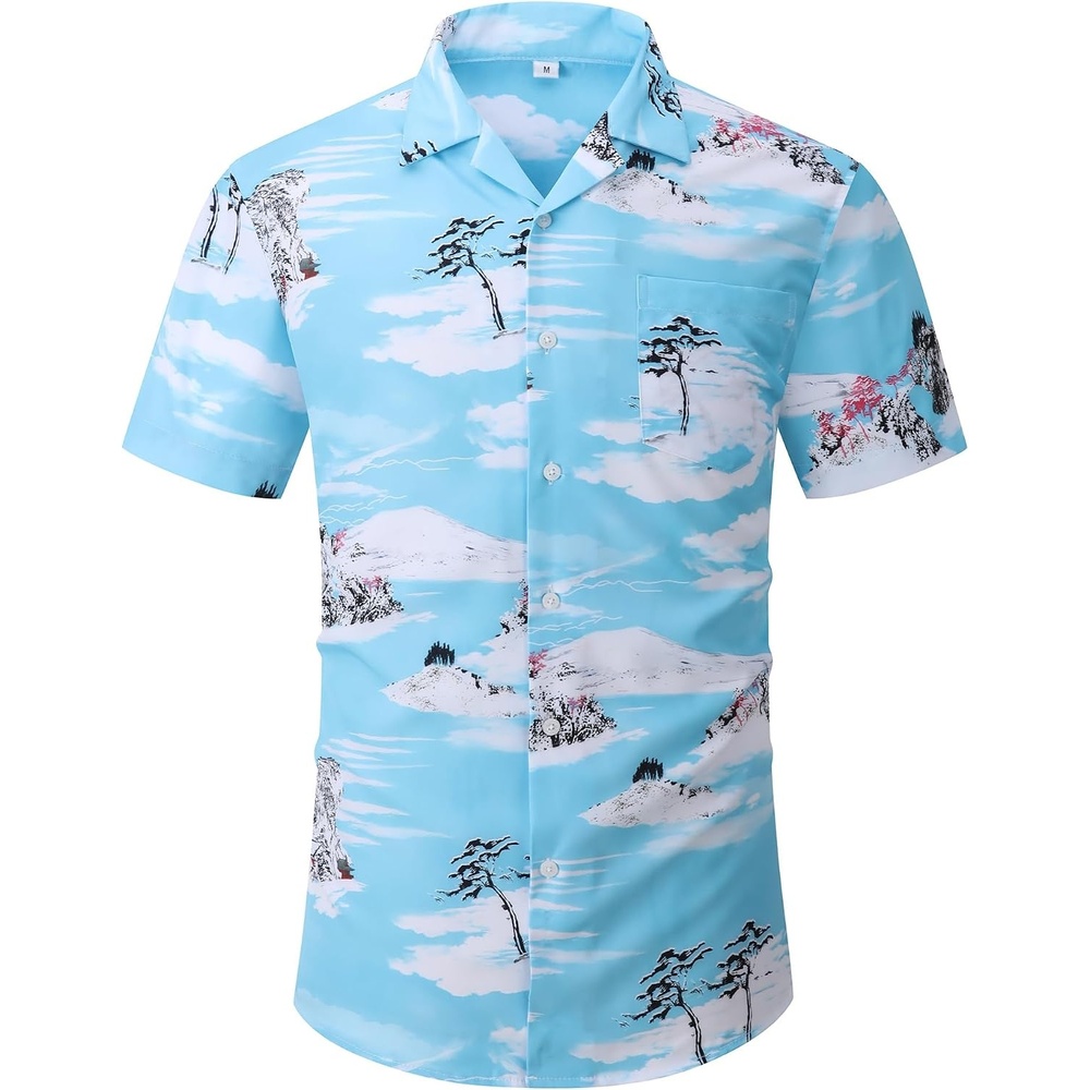 image:imageZITY Mens Casual ShortSleeve Shirt Button Down Shirt Casual Beach ClothesBlue 2