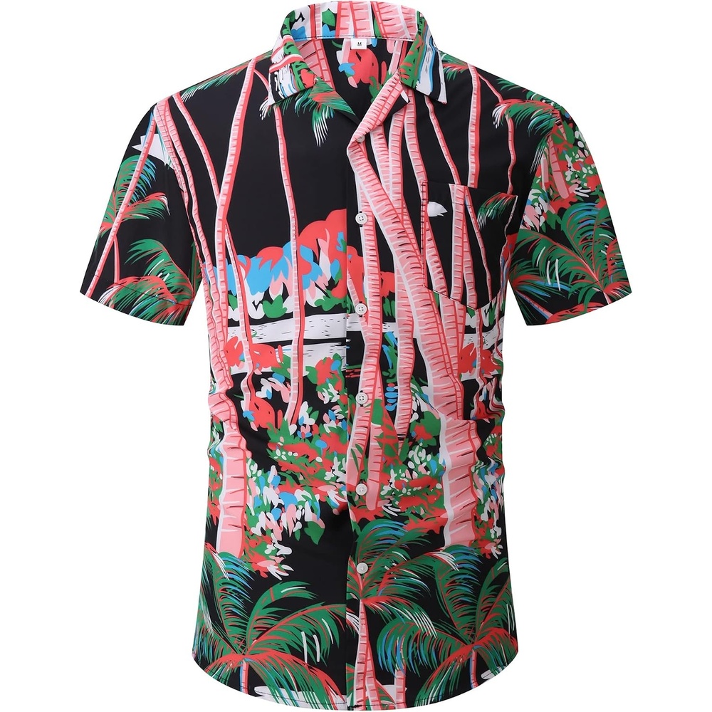image:imageZITY Mens Casual ShortSleeve Shirt Button Down Shirt Casual Beach ClothesGreen 1