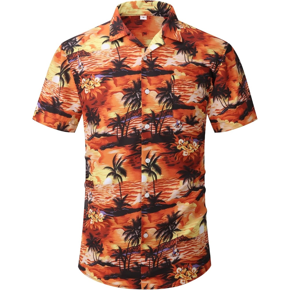 image:imageZITY Mens Casual ShortSleeve Shirt Button Down Shirt Casual Beach ClothesOrange