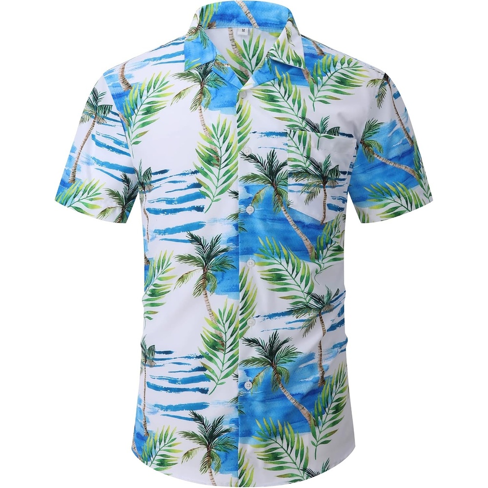 image:imageZITY Mens Casual ShortSleeve Shirt Button Down Shirt Casual Beach ClothesWhite 1