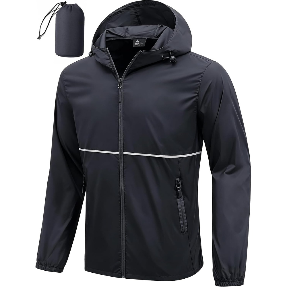 image:imageZITY Mens Rain Jacket Waterproof Lightweight Packable RaincoatCharcoal