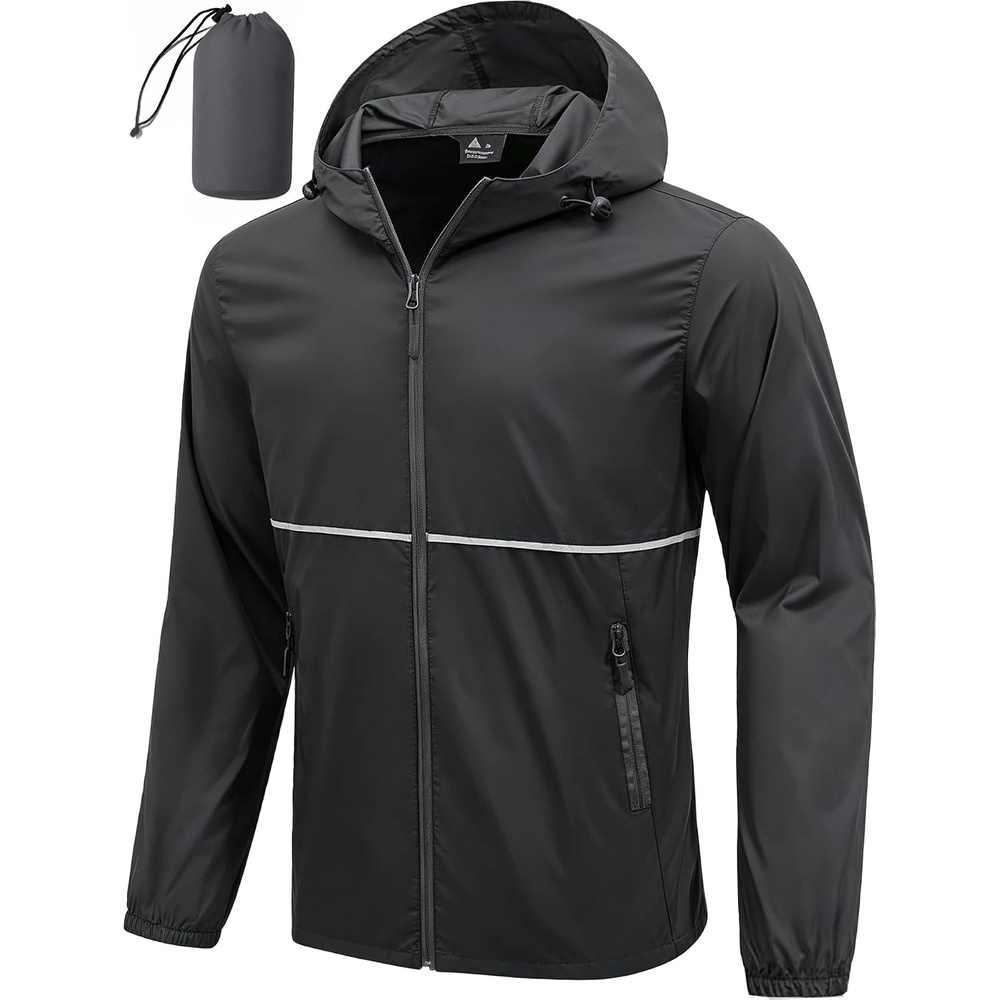 image:imageZITY Mens Rain Jacket Waterproof Lightweight Packable RaincoatDark Grey