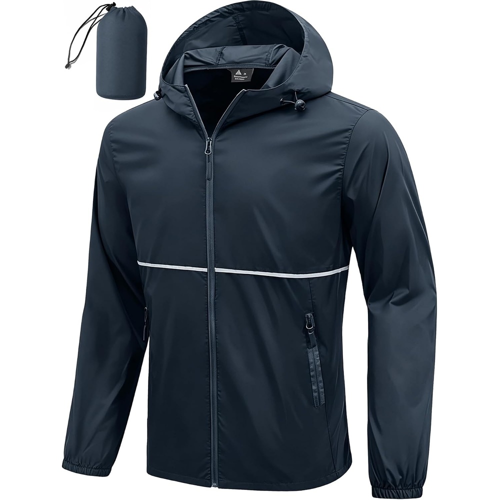 image:imageZITY Mens Rain Jacket Waterproof Lightweight Packable RaincoatGray Blue