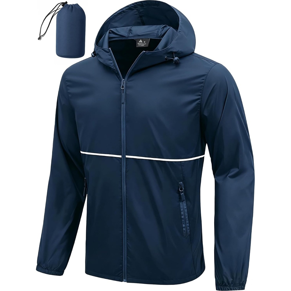 image:imageZITY Mens Rain Jacket Waterproof Lightweight Packable RaincoatNavy Blue