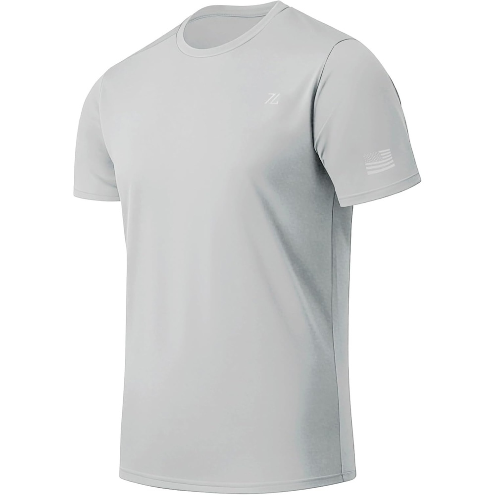 image:imageZITY Mens Swim Shirt Short Sleeve UPF 50 Sun Protection Fishing Rash Guard TShirts Workout Running ShirtsLight Grey