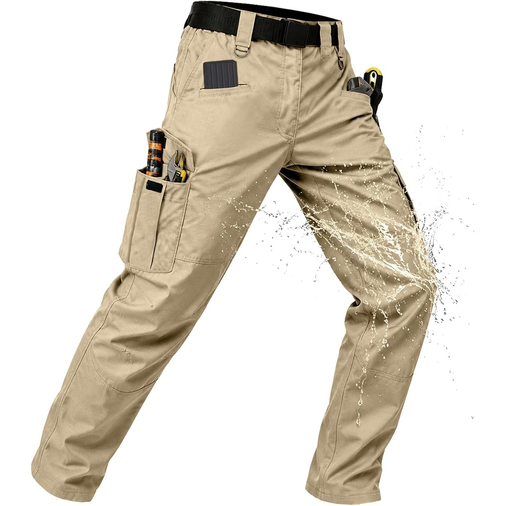 image:imageZITY Mens Tactical Work Cargo Pants Ripstop Water Resistant 9 PocketKhaki
