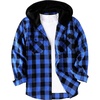 image:imageZITY Mens Flannel Hoodie Shirts Casual Button Down Long Sleeve Plaid ShirtBlue