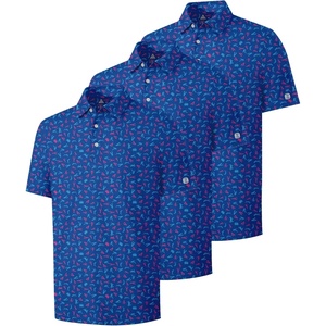 ZITY 3 Pack Mens Golf Shirts Short Sleeve UPF 50+ Print Performance Polo Moisture Wicking Casual Collared Golf Shirts for Men(3 Blue Purple Lobster)