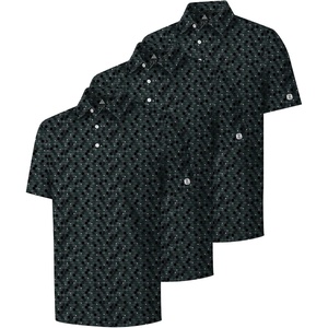 ZITY 3 Pack Mens Golf Shirts Short Sleeve UPF 50+ Print Performance Polo Moisture Wicking Casual Collared Golf Shirts for Men(3 Dark Green Octagonal)