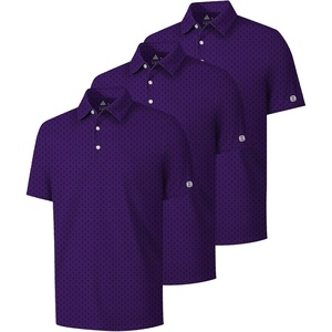 ZITY 3 Pack Mens Golf Shirts Short Sleeve UPF 50+ Print Performance Polo Moisture Wicking Casual Collared Golf Shirts for Men(3 Purple Oval)