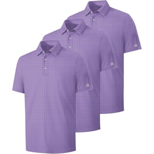 ZITY 3 Pack Mens Golf Shirts Short Sleeve UPF 50+ Print Performance Polo Moisture Wicking Casual Collared Golf Shirts for Men(3 Purple Snowflake Geometry)
